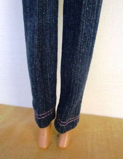 Barbie doll`s denim pants plus t-shirt - purple flower