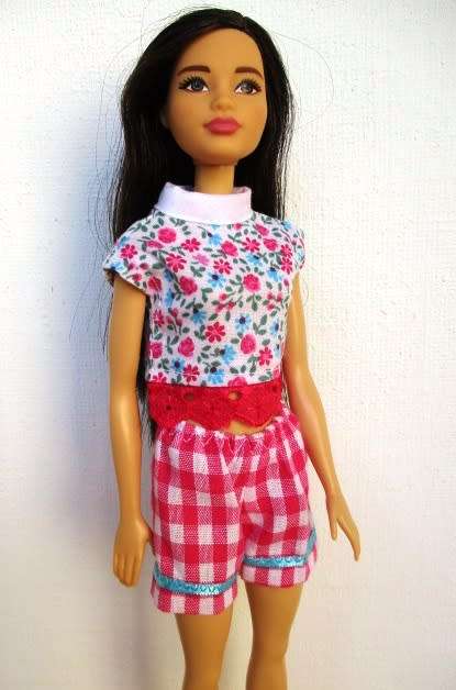 Barbie doll`s shorts and crop top - pink/turquoise