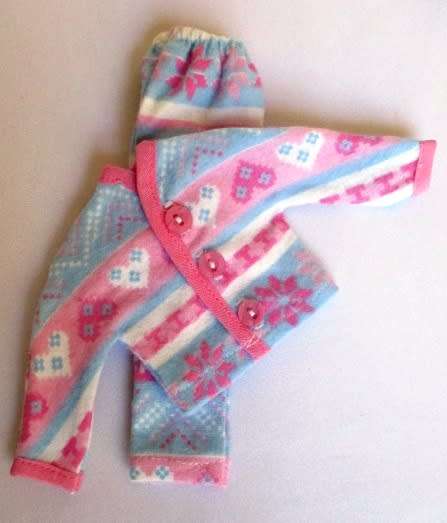 Barbie doll`s winter pyjamas - pink and blue snowflake
