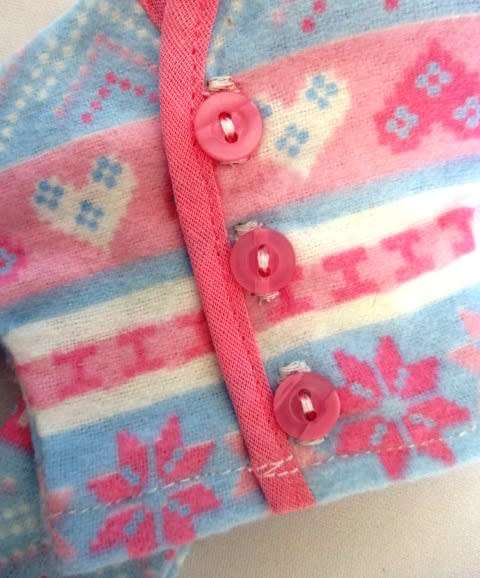 Barbie doll`s winter pyjamas - pink and blue snowflake