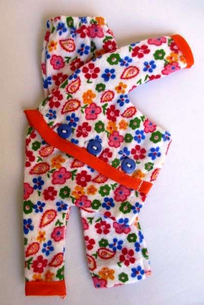 Barbie doll`s winter pyjamas - orange floral