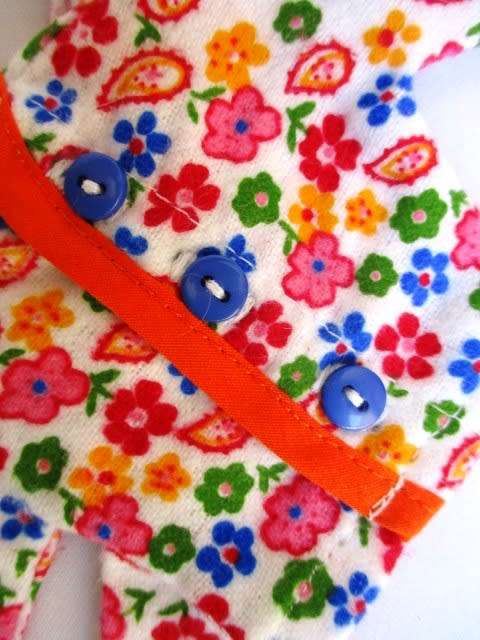 Barbie doll`s winter pyjamas - orange floral