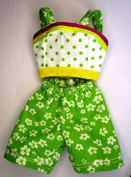 Barbie doll`s shorts and strap top - lime green spot