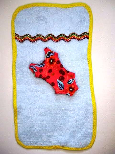 Barbie doll`s lycra bathing costume and beach towel - red print