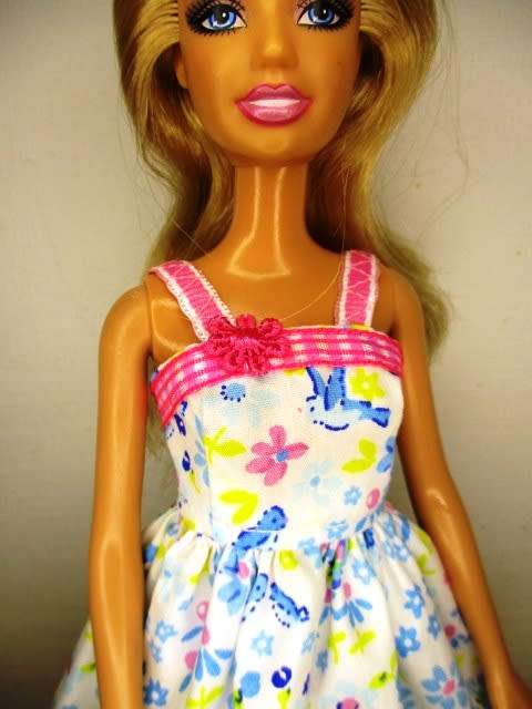 Barbie doll`s dress and pantie set - blue bird print