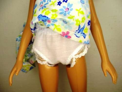 Barbie doll`s dress and pantie set - blue bird print