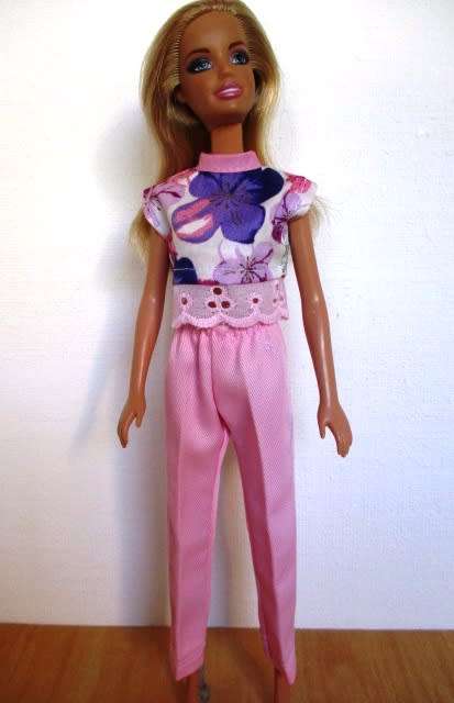 Barbie doll`s pants and crop top - pink