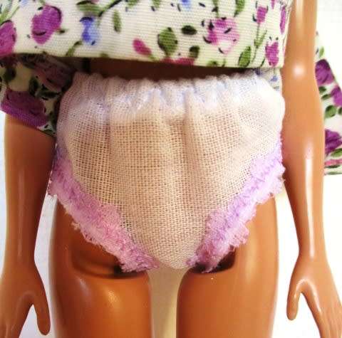 Barbie doll`s dress with heart neckline and panties - mauve flower