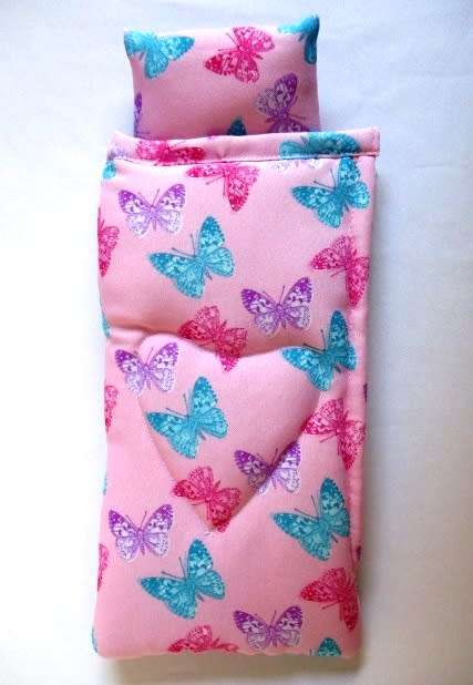 Barbie doll`s sleeping bag - butterfly pink