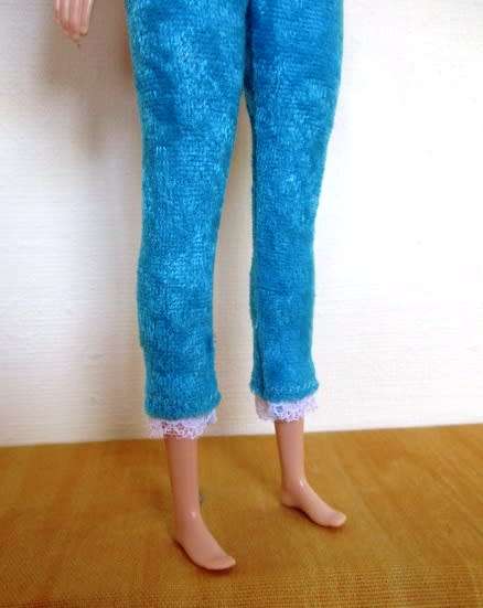 Barbie doll`s fleece hoodie and leggings - pink print/turquoise