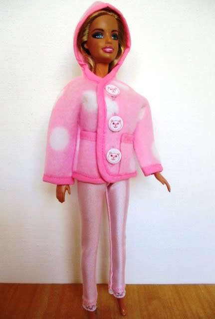 Barbie doll`s fleece hoodie and leggings - pink