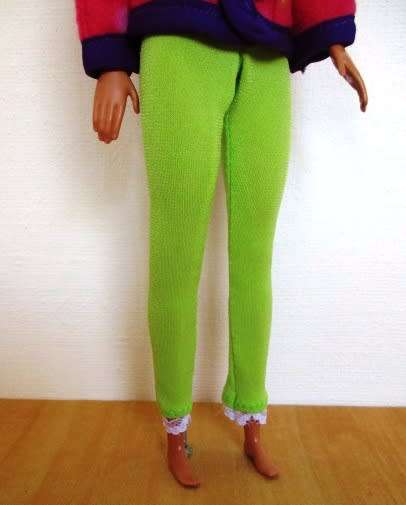 Barbie doll`s fleece hoodie and leggings - pink print/lime
