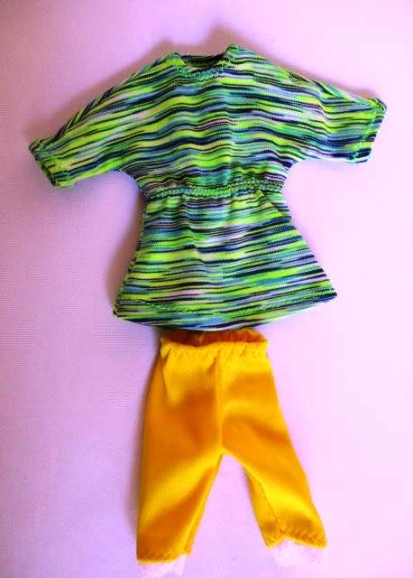 Barbie doll`s top and cycle shorts - lime stripe/yellow