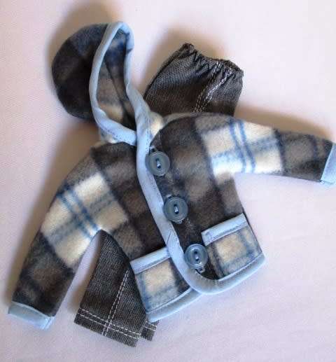 Ken doll`s jeans and hoodie - blue check