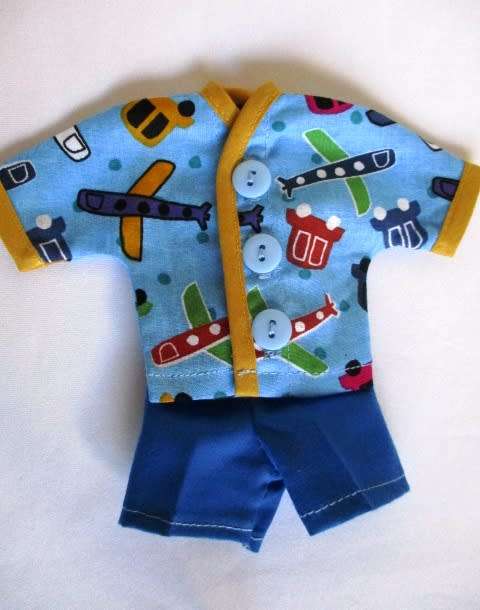 Ken doll`s summer pyjamas - aeroplanes/blue