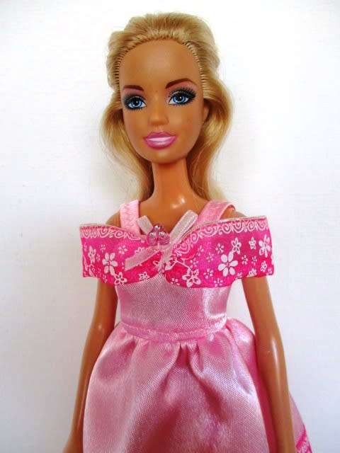 Barbie doll`s party dress - pink shoulder wrap