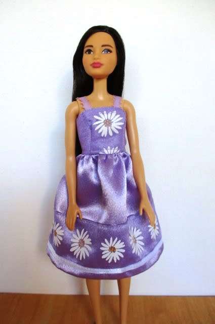 Barbie doll`s party dress - mauve/daisy