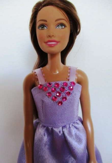 Barbie doll`s party dress - mauve/pink diamond