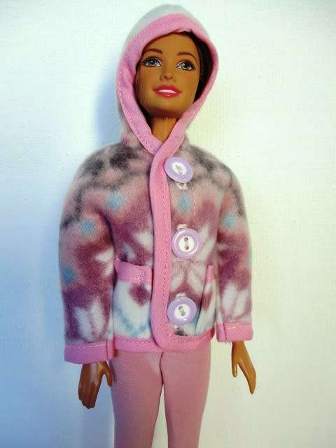 Barbie doll`s fleece hoodie and leggings - dusky pink