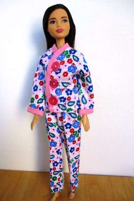 Barbie doll`s winter pyjamas - blue flower