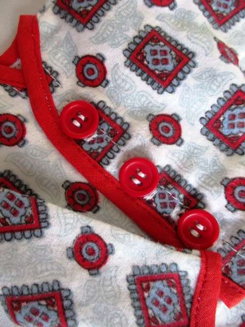 Ken doll`s winter pyjamas - red square