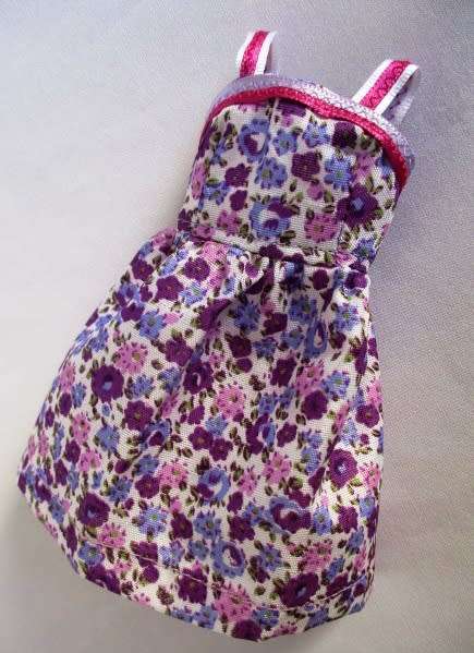 Barbie doll`s summer dress - mauve flower