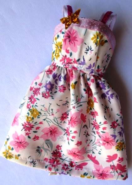 Barbie doll`s dress - gold butterfly detail