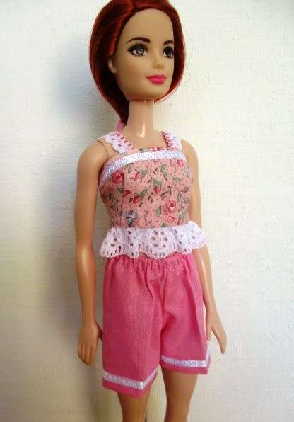 Barbie doll`s shorts and top - tiny pink rose