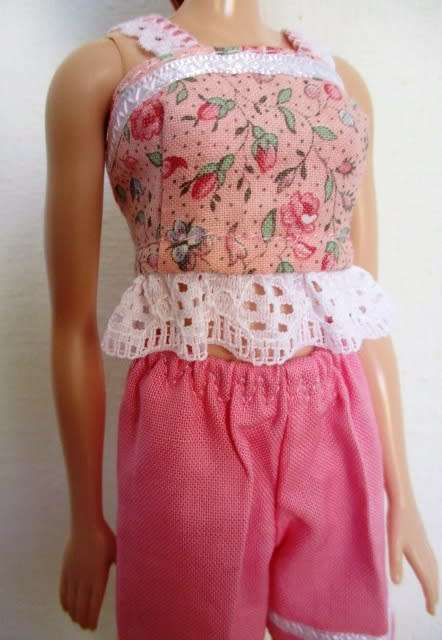 Barbie doll`s shorts and top - tiny pink rose