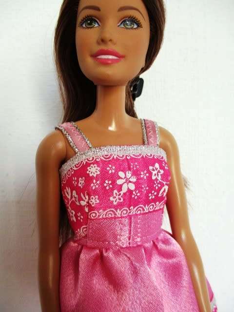 Barbie doll`s party dress - pink ruffle hem