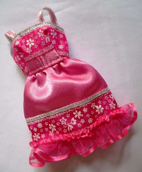 Barbie doll`s party dress - pink ruffle hem