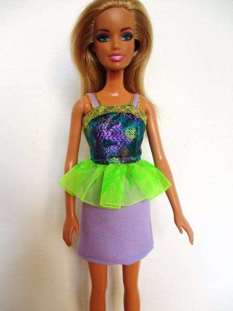 Barbie doll`s three piece party set - purple/green