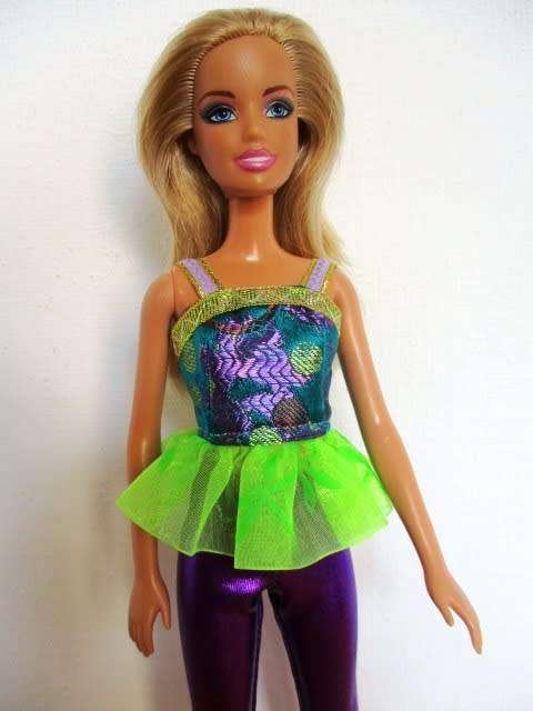 Barbie doll`s three piece party set - purple/green