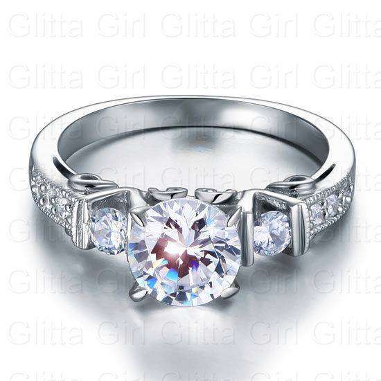 1.25 Carat Vintage Style Art Deco Created Diamond Solid 925 Sterling Silver Ring **FREE SHIPPING**