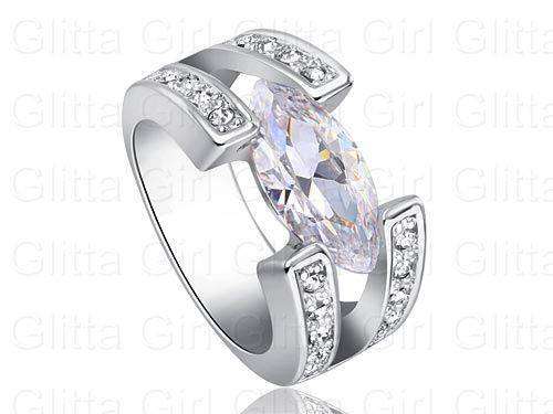 3 Carat Sparkling Marquise Cut Cubic Zirconia CZ Simulated Diamond wedding Engagement Ring SIZE 8