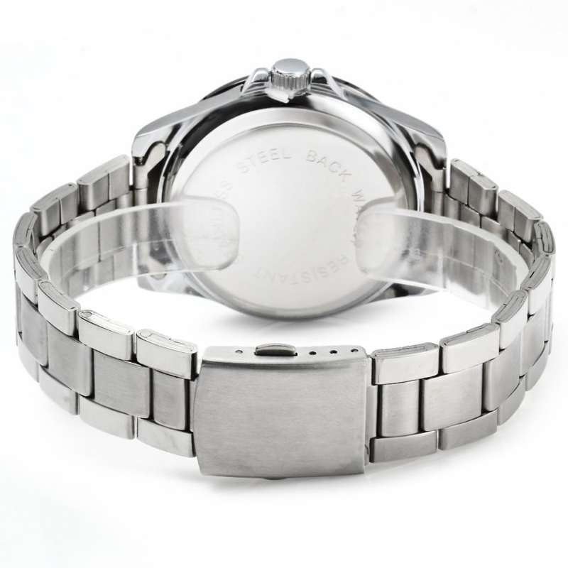 SKONE 7063 Men Luminous Steel Strap Quartz Watch with Decorating Small Three Stitches
