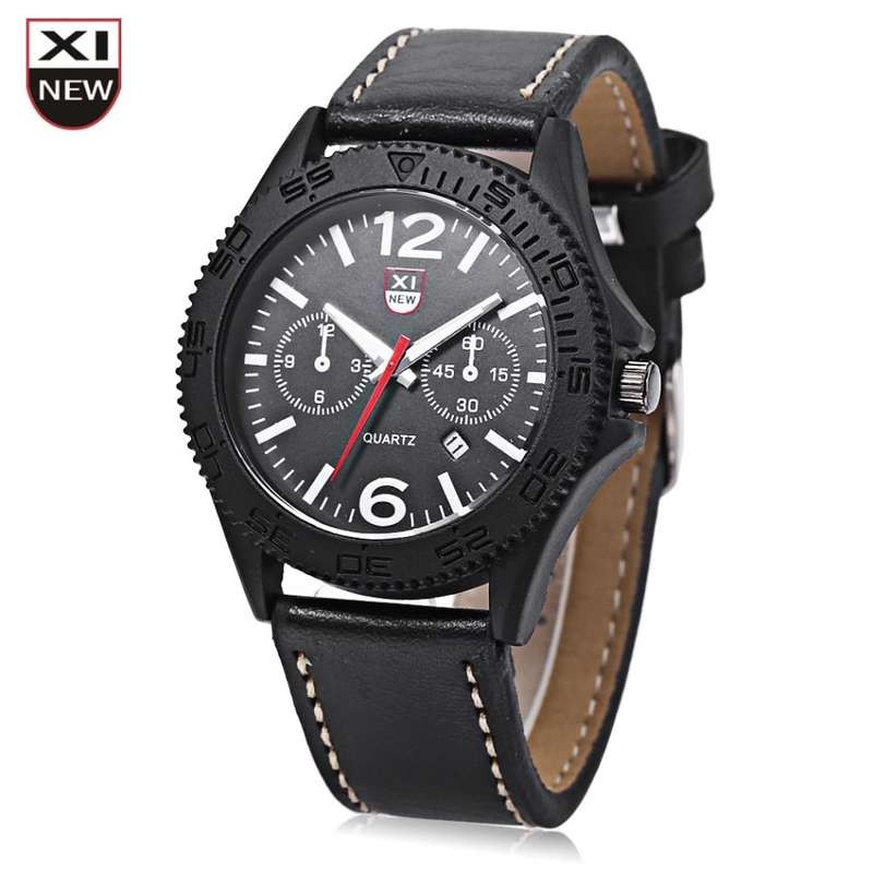 Xinew 2168 Male Quartz Watch Date Display Luminous Pointer Decorative Sub-dial Wristwatch