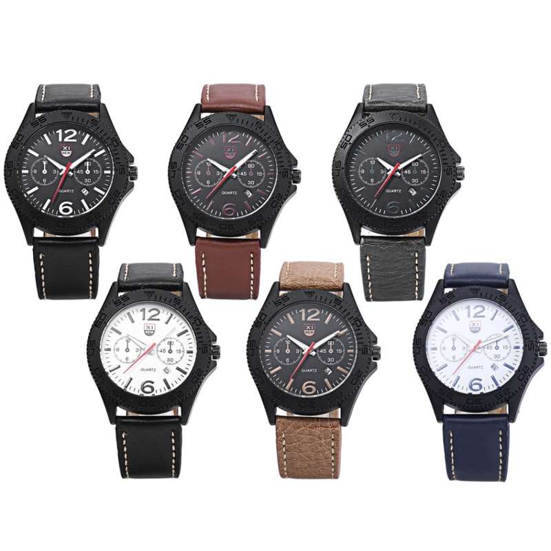 Xinew 2168 Male Quartz Watch Date Display Luminous Pointer Decorative Sub-dial Wristwatch