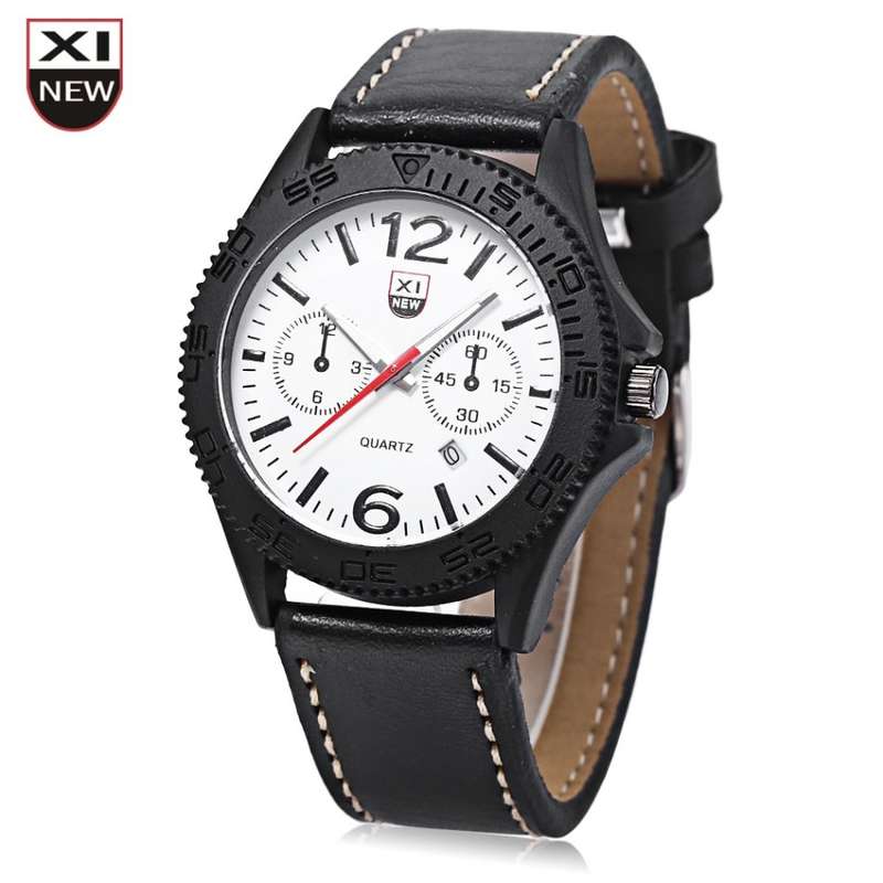Xinew 2168 Male Quartz Watch Date Display Luminous Pointer Decorative Sub-dial Wristwatch