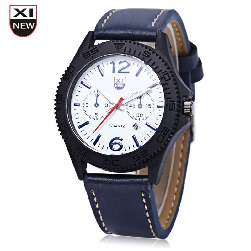 Xinew 2168 Male Quartz Watch Date Display Luminous Pointer Decorative Sub-dial Wristwatch