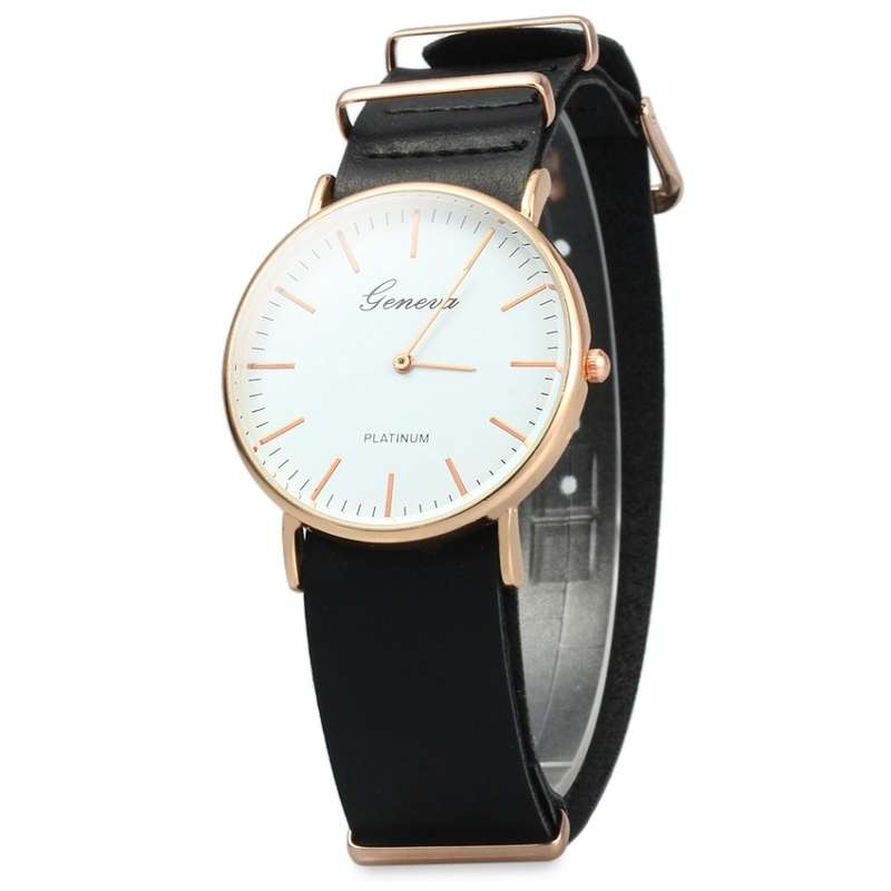 Geneva JYY001 Male Female Casual Quartz Wrist Watch with Leather Band