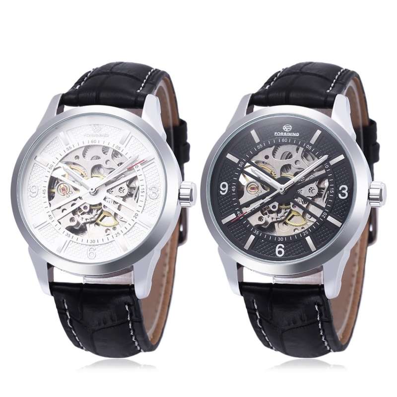 Forsining F1205311 Men Auto Mechanical Watch Luminous Pointer Nail Scale Wristwatch