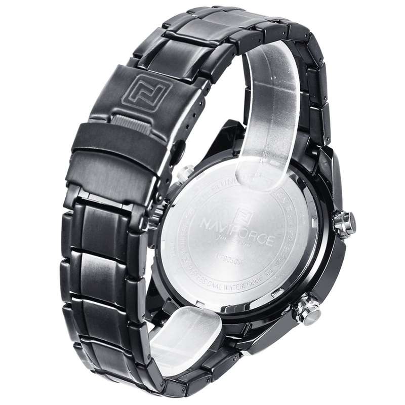 NAVIFORCE NF9050 Luxury Dual Movt Men Quarz Watches Analog Digital LED Sport Military Wrist Watch