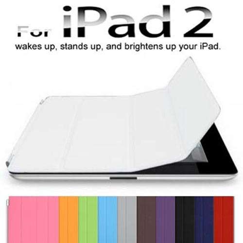 iPad 2 Magnetic Slim Leather Smart Cover Case Wake/Sleep Stand up WHITE