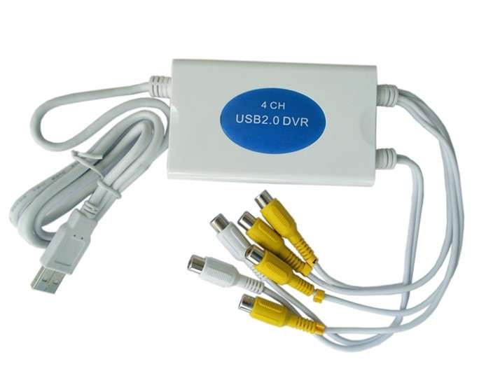 4 CH Channel Security Camera Video Capture USB DVR Card PC Recording (4 Videon + 2 Audio Channels)