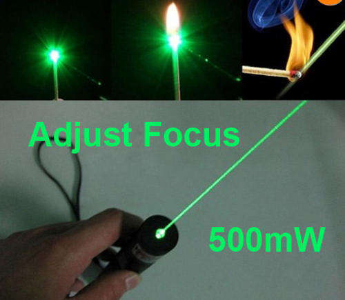 Military Grade 500mW Portable Focus Adjustable Green Beam Laser Pointer with Li Battery & Charger