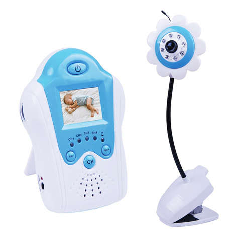 2.4G Wireless Digital Baby Monitor Video & Audio with Night Vision and AV OUT- Baby Blue