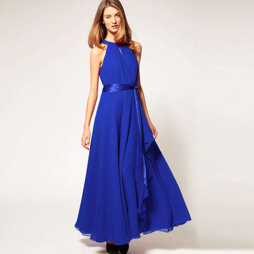 Womens Long Skirt Evening one-piece Dress blue