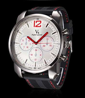 V6 Super Speed Stylish Men Fashion Quqrtz Sport Wristwatch Big Watch