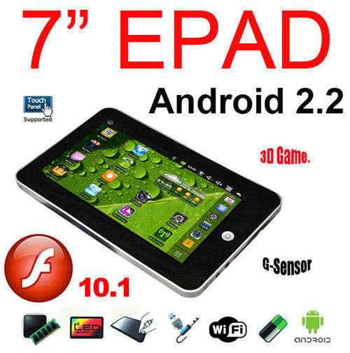 2011 Newest 7" Tablet PC Google Epad MID 3G Android 2.2 WiFi Apad Netbook 3G VIA8650 256MB 2GB
